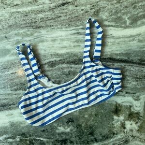 Blue/White Striped Bikini Top L